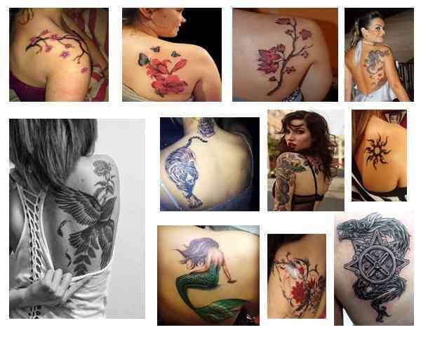 Tamaño adecuado tatuaje en el omóplato para mujer