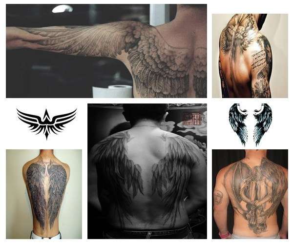 Tatuajes de alas de Ángel en espalda para hombres