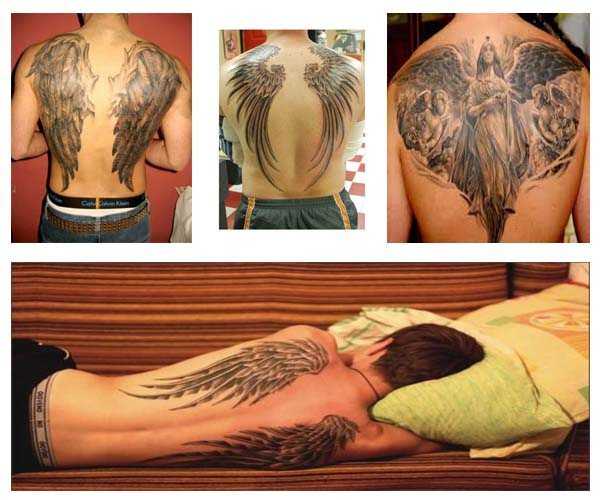 Tatuajes de alas de Ángel en la espalda para hombres